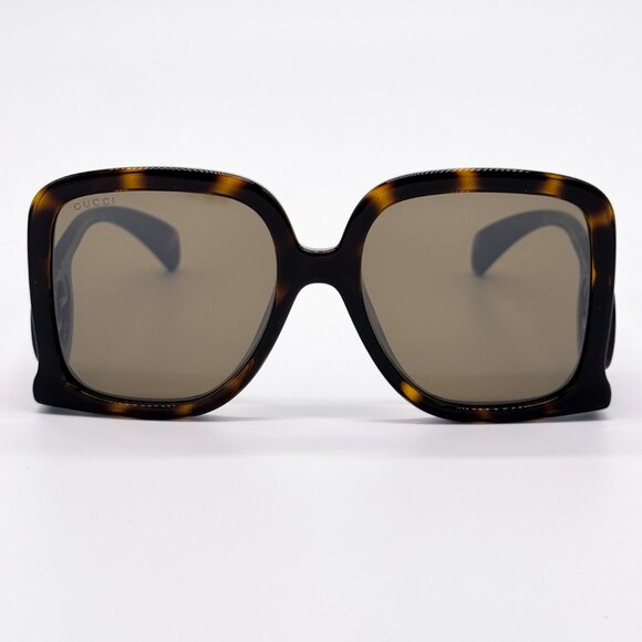 NEW GUCCI GG1326S 007 OVERSIZED DARK HAVANA BROWN MIRROR WOMEN SUNGLASSES GUCCI - Picture 5 of 13